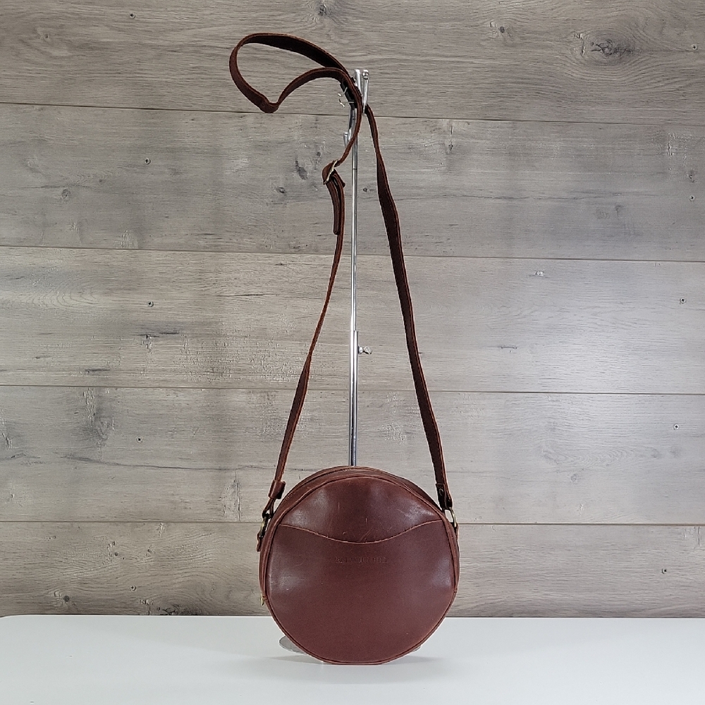 Portland Leather Deep Chestnut Round Leather Crossbody Bag